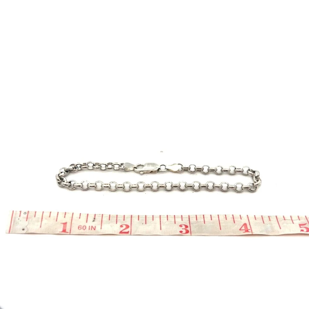 Designer Italy 925 Sterling Silver Classic Round Rolo Chain Link 8.25